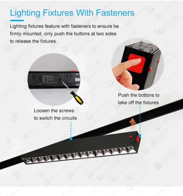220V 35mm Magnetic Track Lighting System with Dimmable COB LED Spotlights 6063