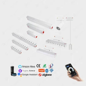 220V Magnetic Track System Lighting Black/White 6063 Aluminum 4ft/6ft