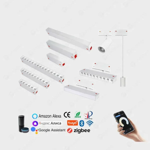 220V Magnetic Track System Lighting Black/White 6063 Aluminum 4ft/6ft