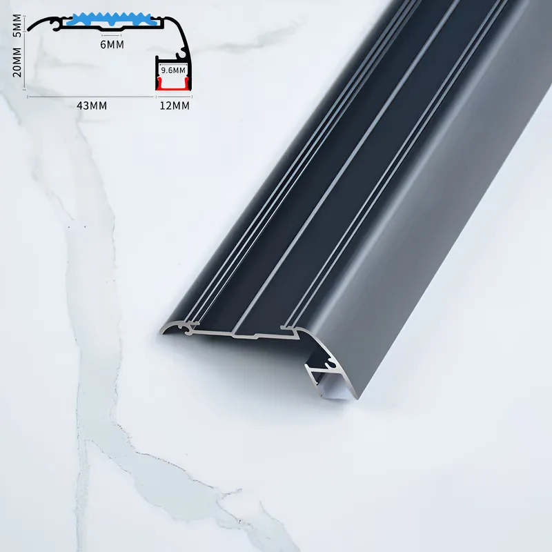 55x25mm Matte Black Stair Nosing LED Profile ANOD. 55x25mm Matte Black Stair Nosing LED Profile ANOD.