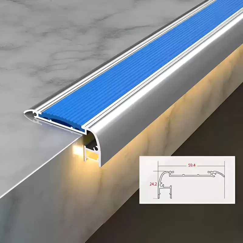 59.4 x 24.2mm LED Stair Nosing Australia Style Blue Strip 59.4 x 24.2mm LED Stair Nosing Australia Style Blue Strip