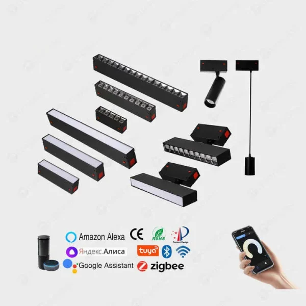 6063 Aluminum Lighting Track System 35mm Black/White 8W/16W LED