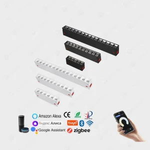 Black 6063 Aluminum LED Track Lighting System 35mm Magnetic Rail AC 220V