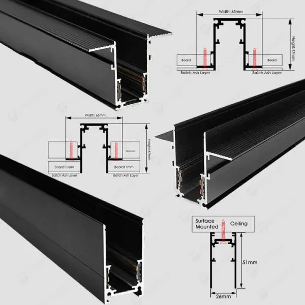 6063 Aluminum Magnetic Rail Track UL Listed