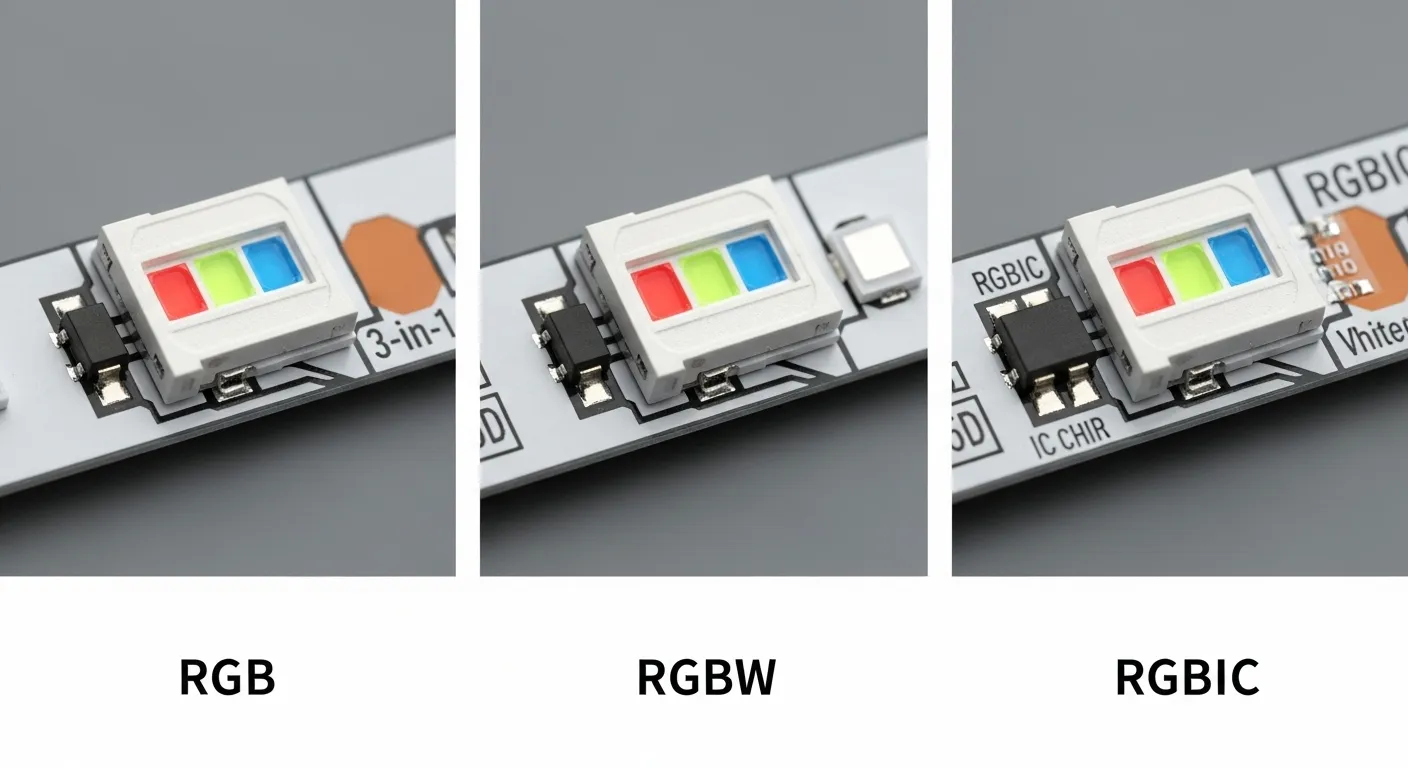 RGB, RGBW, RGBIC Chip LED diodi e IC a confronto
