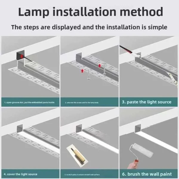 6063 Aluminum LED Plasterboard Profile for Ceiling Linear Lighting