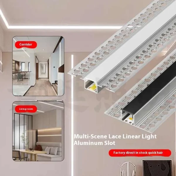 6063 Aluminum LED Plasterboard Profile for Ceiling Linear Lighting
