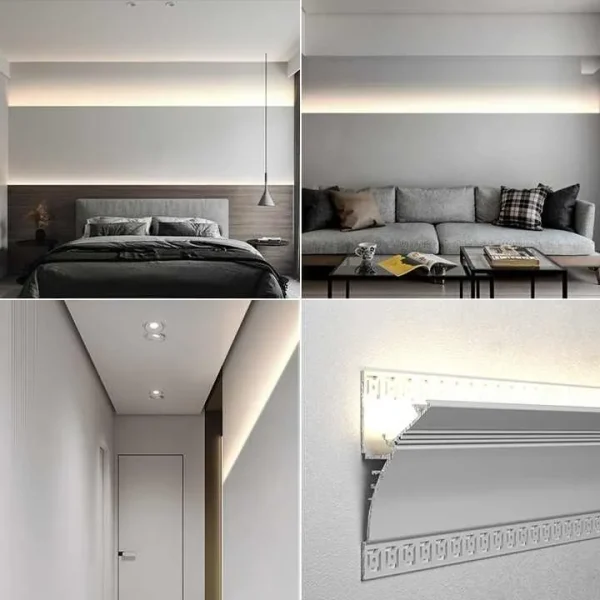 6063 Aluminum Plaster In LED Strip Profile for Recessed Lighting