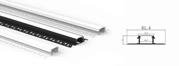 6063 LED Ceiling Profile for Plaster In, 2m Length