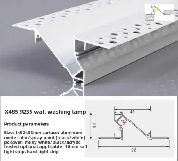 LED Tape Ceiling Profile 6063 Aluminum Recessed Plaster-in